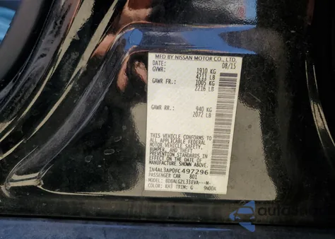 2015 Nissan Altima 2.5 z USA, uszkodzony, nr VIN 1N4AL3AP0FC497296